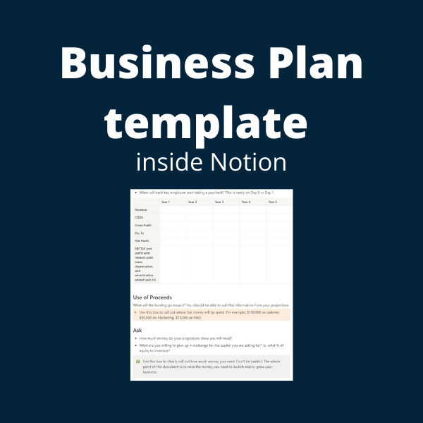 Business Plan Template (inside Notion) · Jonathan Mills Patrick